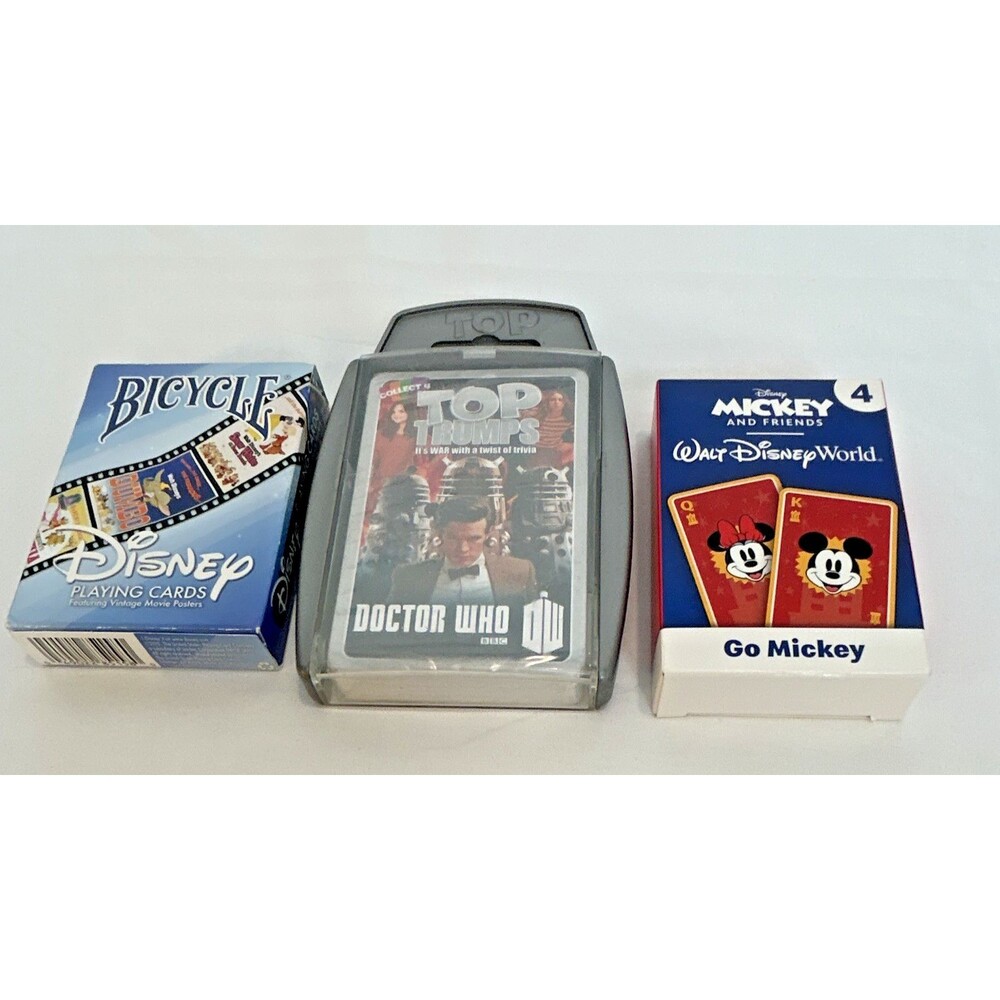 Lot of 3 Pop Culture Card Games Disney Vintage Movie Posters Bicycle Doctor Who